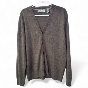 Oscar de la Renta Charcoal Gray Cardigan Grandpa Sweater Size L